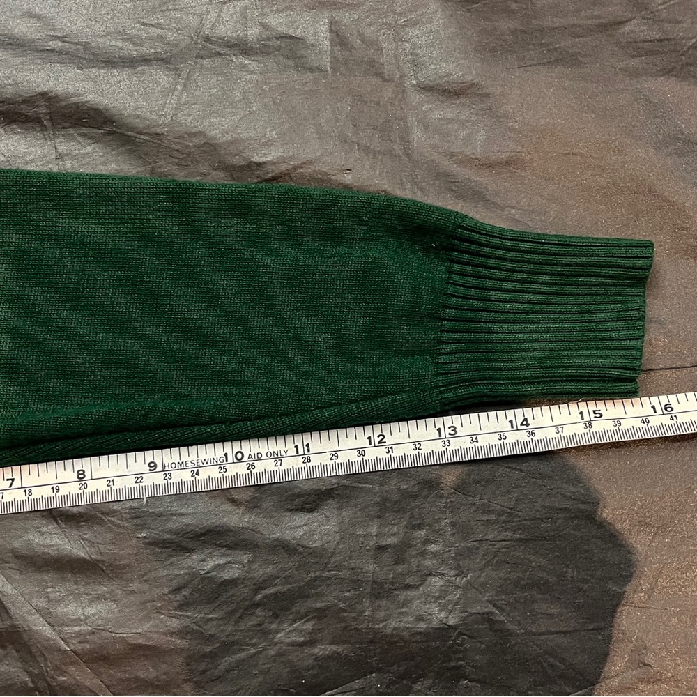 Forest Green Zip Front Knit Sweater | Fitted Mock Neck Cardigan | Quiet Luxury - Picture 11 of 11